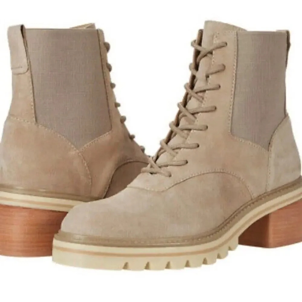 Bernardo Women's Size 8M Boots Salerno Clay Premium Split Suede Lace Up Combat